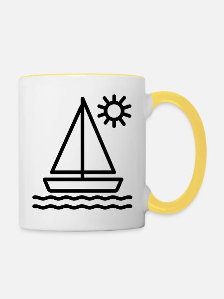 Segelschiff - Tasse zweifarbig - Weiß/Gelb