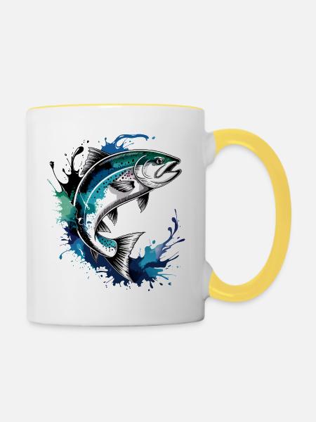 Lachs Sprung - Tasse zweifarbig - Weiß/Gelb