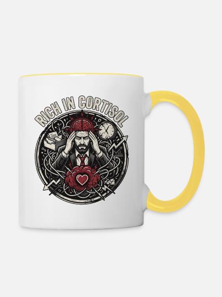 Cortisol Action - Tasse zweifarbig - Weiß/Gelb
