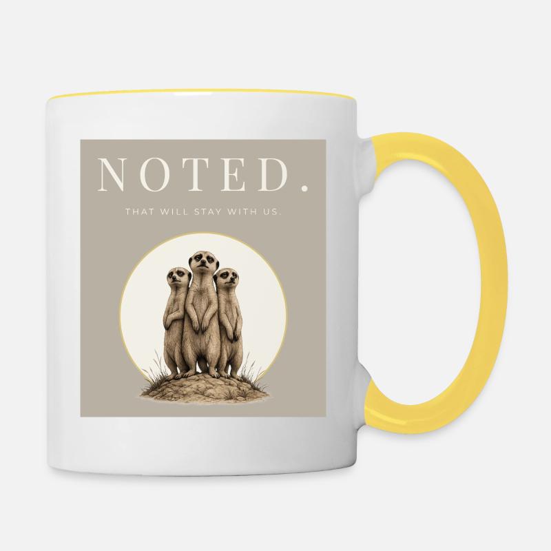 Trio de suricates renommé - Mug contrasté - blanc/jaune