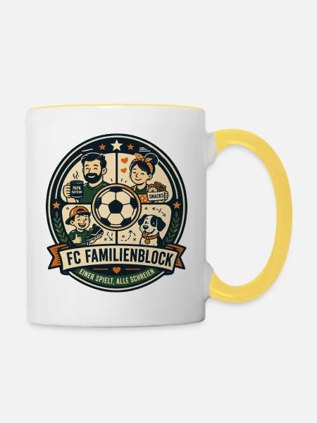 FC Familienblock - Tasse zweifarbig - Weiß/Gelb