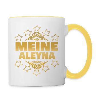 Ehefrau Aleyna - Tasse zweifarbig - Weiß/Gelb - Rechts