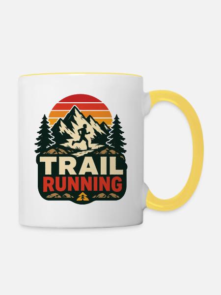 Trailrunning - Tasse zweifarbig - Weiß/Gelb