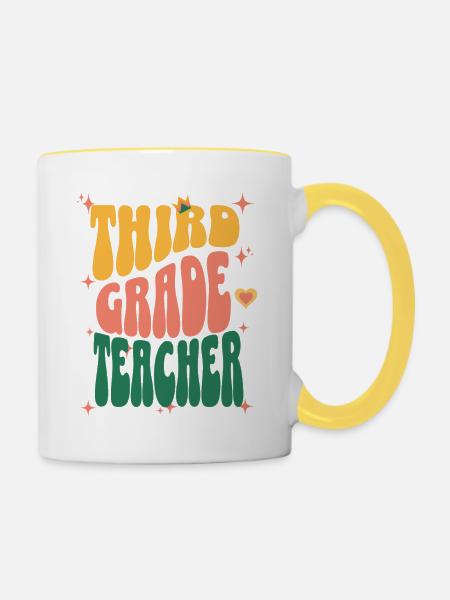 Lehrerin der dritten Klasse - Tasse zweifarbig - Weiß/Gelb