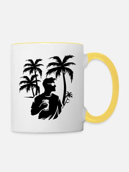 Party Silhouette Urlaub - Tasse zweifarbig - Weiß/Gelb