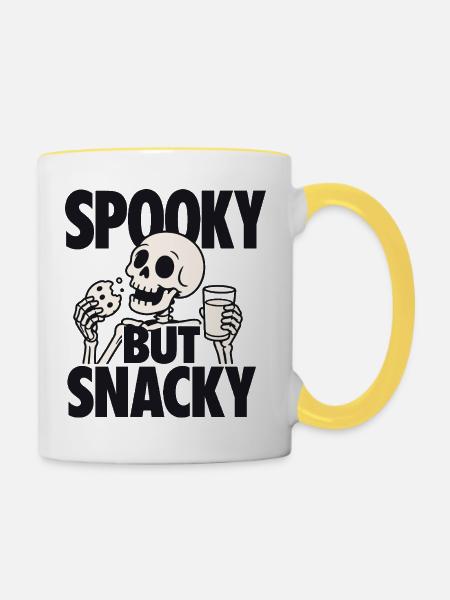Spooky But Snacky Skeleton - Tasse zweifarbig - Weiß/Gelb