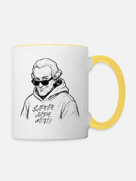 Sapere Aude! black - Tasse zweifarbig - Weiß/Gelb