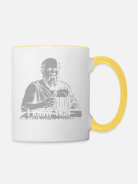 Sokrates Bierweisheit - Tasse zweifarbig - Weiß/Gelb