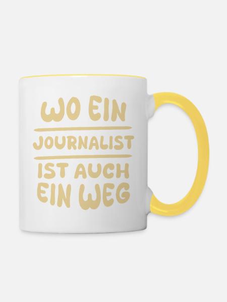 Geschenkidee Journalist - Tasse zweifarbig - Weiß/Gelb