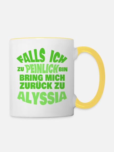 Geschenk für Alyssia - Tasse zweifarbig - Weiß/Gelb