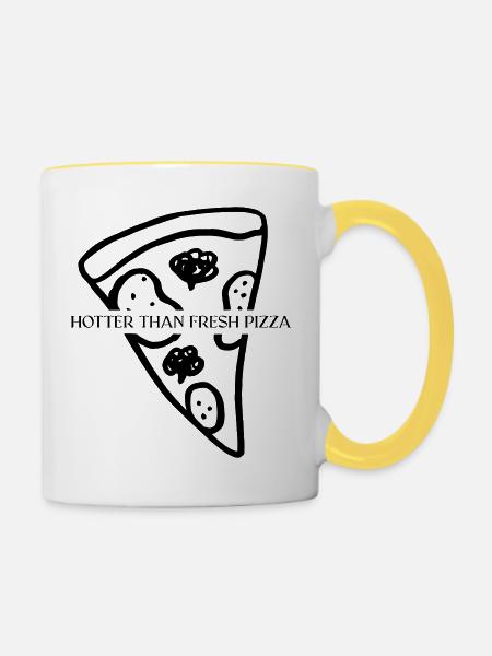 Hotter than fresh Pizza - Tasse zweifarbig - Weiß/Gelb
