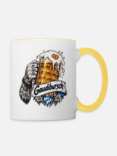Gaudibursch Trachtenersatz - Tasse zweifarbig - Weiß/Gelb