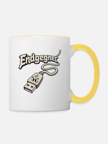 Endgegner - USB Typ A  - Tasse zweifarbig - Weiß/Gelb
