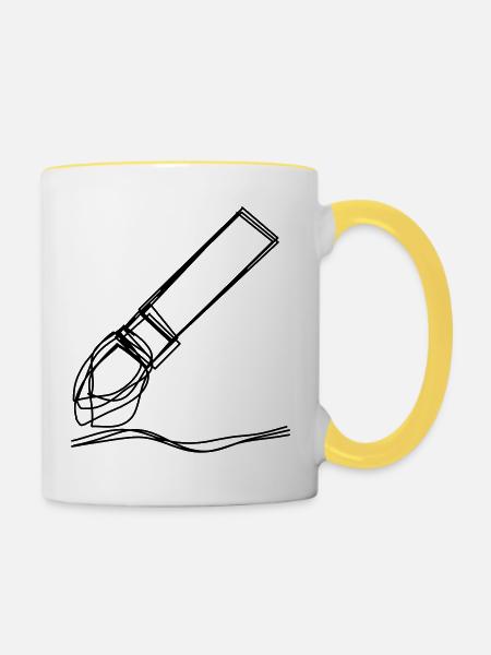 Pinsel handgezeichnet - Tasse zweifarbig - Weiß/Gelb