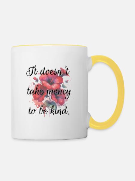 Sei nett Blütenzitat - Tasse zweifarbig - Weiß/Gelb