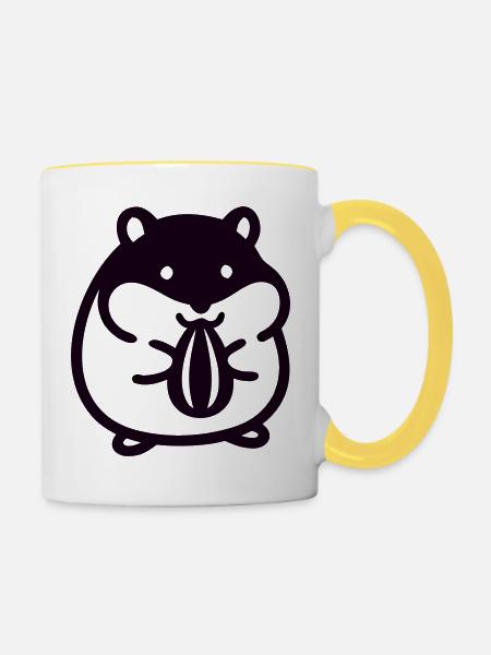 Suesser Hamster Icon - Tasse zweifarbig - Weiß/Gelb