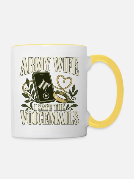 Armee Ehefrau Militär Ehefrau Einsatz - Tasse zweifarbig - Weiß/Gelb
