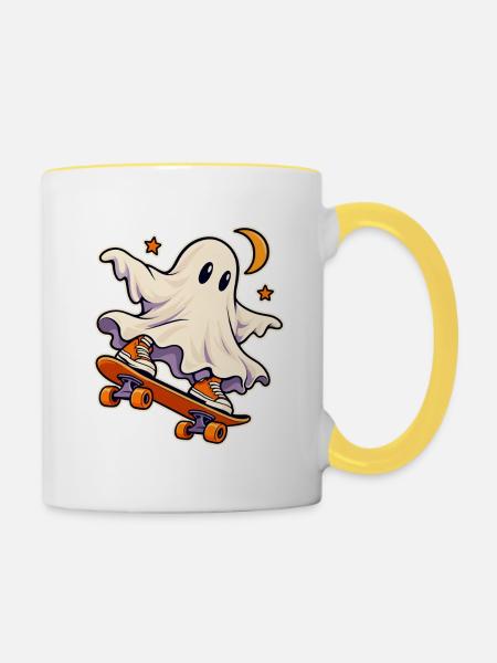 Skateboard Sprite - Tasse zweifarbig - Weiß/Gelb