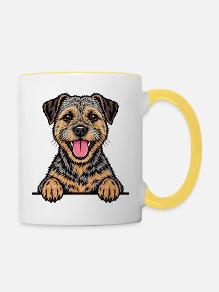 Border Terrier - Tasse zweifarbig - Weiß/Gelb