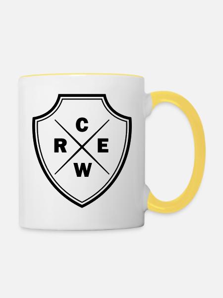 Crew Logo - Tasse zweifarbig - Weiß/Gelb