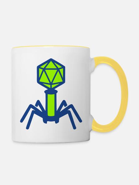 Bakteriophage Virus Icon - Tasse zweifarbig - Weiß/Gelb