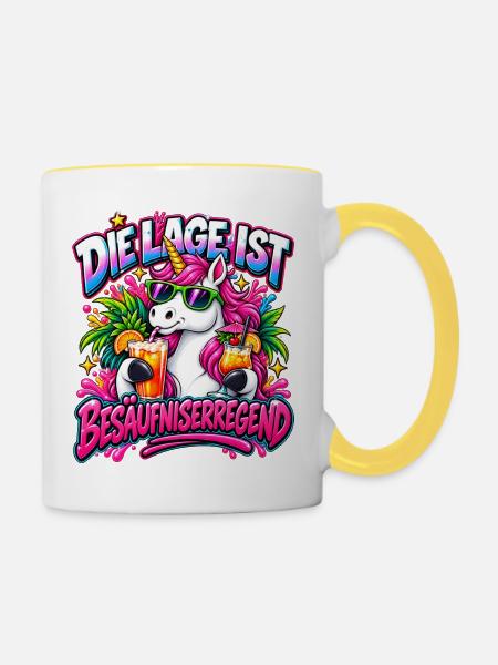Einhorn-Party: Glitzer-Drinks - Tasse zweifarbig - Weiß/Gelb