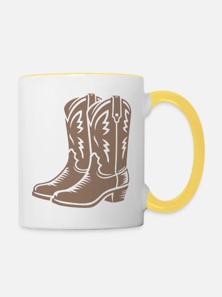 Cowboystiefel Westernstiefel Stiefel Line Dance - Tasse zweifarbig - Weiß/Gelb