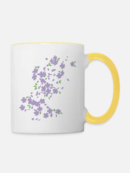Blütenregen / raining blossoms (2c) - Tasse zweifarbig - Weiß/Gelb