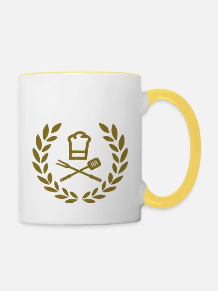 BBQ - Tasse zweifarbig - Weiß/Gelb