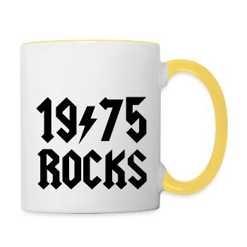 1975 rocks - Tasse zweifarbig - Weiß/Gelb - Rechts