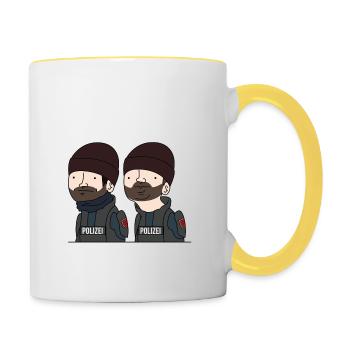 La tête au fond ! - Mug contrasté - blanc/jaune - Droite