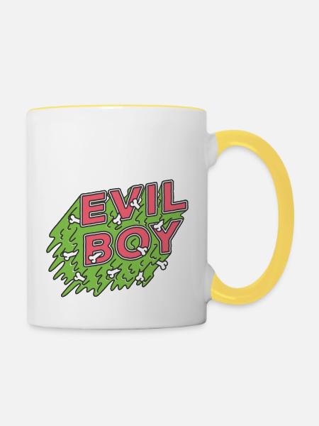 schlechter Junge - Tasse zweifarbig - Weiß/Gelb