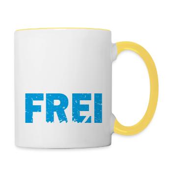 Geboren um frei zu sein - Tasse zweifarbig - Weiß/Gelb - Rechts
