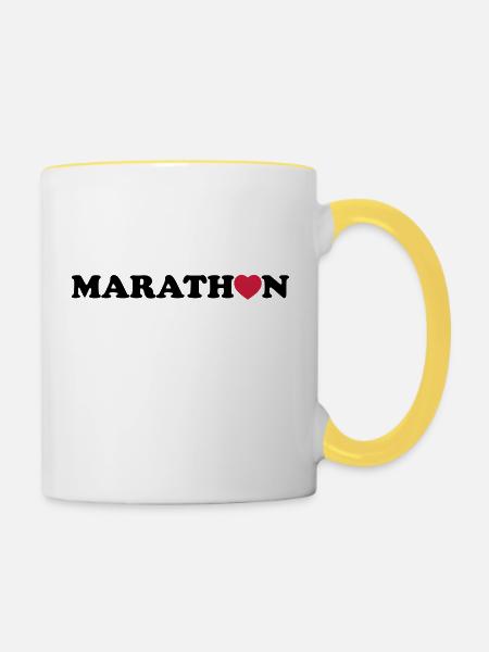 marathon - Tasse zweifarbig - Weiß/Gelb