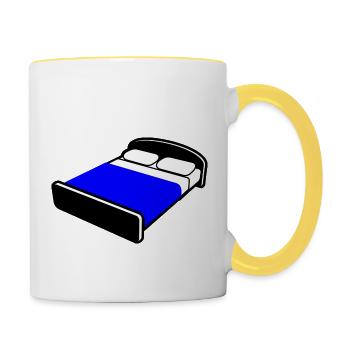 bett bed schlafen schlafzimmer sleeping room60 - Tasse zweifarbig - Weiß/Gelb - Rechts