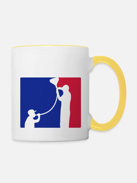 Biertrichter Liga - Tasse zweifarbig - Weiß/Gelb