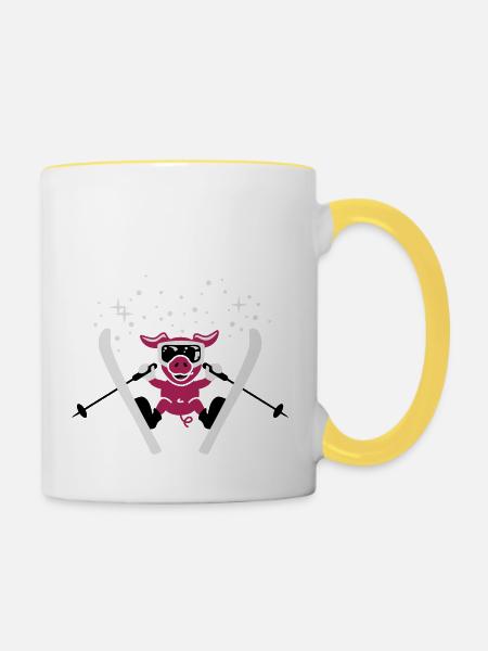 Pistensau 3C - Tasse zweifarbig - Weiß/Gelb