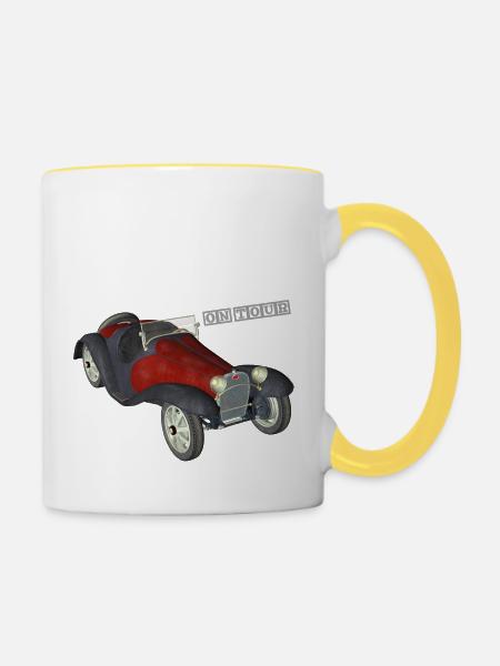Oldtimer on Tour - Tasse zweifarbig - Weiß/Gelb