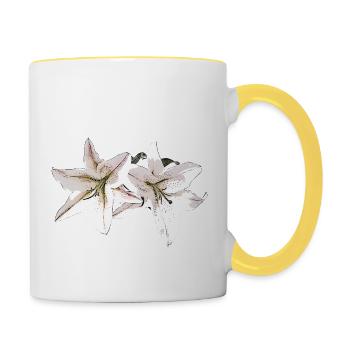 Lily / Lilium / Lily - Contrasting Mug - white/yellow - Right
