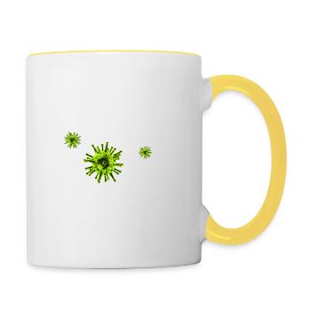 Corona Virus COVID19 - Tasse zweifarbig - Weiß/Gelb - Rechts