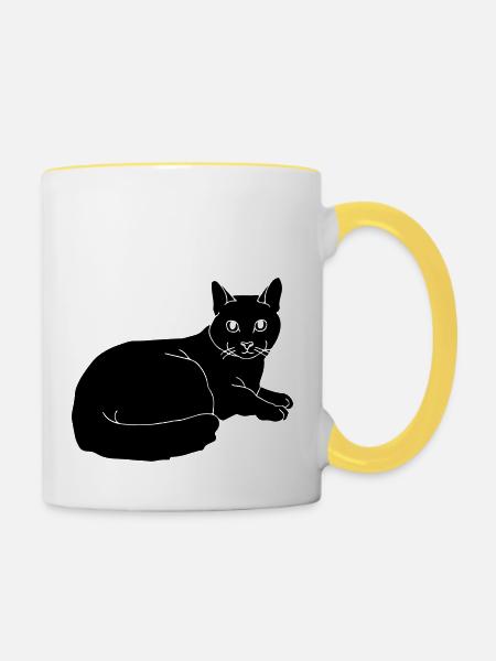 cat - Tasse zweifarbig - Weiß/Gelb