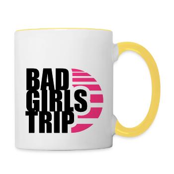 sun black team crew boes bad dangerous on t - Contrasting Mug - white/yellow - Right