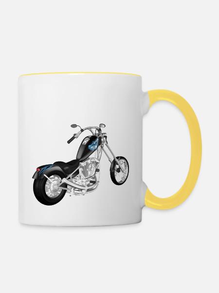Motorrad - Tasse zweifarbig - Weiß/Gelb