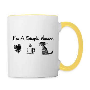 simple woman cats - Tasse zweifarbig - Weiß/Gelb - Rechts