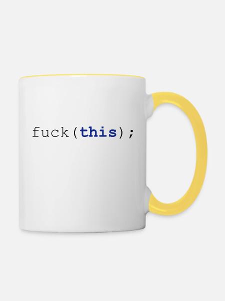 Javascript fuck(this); - Tasse zweifarbig - Weiß/Gelb