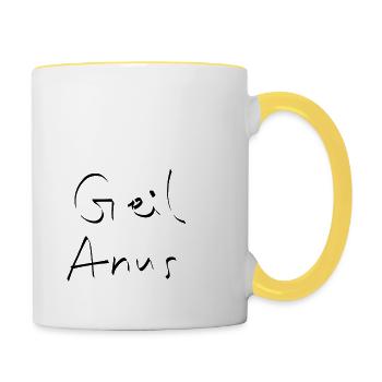 horny anus anal ass fuck - Contrasting Mug - white/yellow - Right