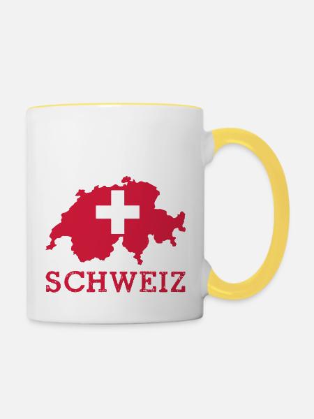 schweiz - Tasse zweifarbig - Weiß/Gelb