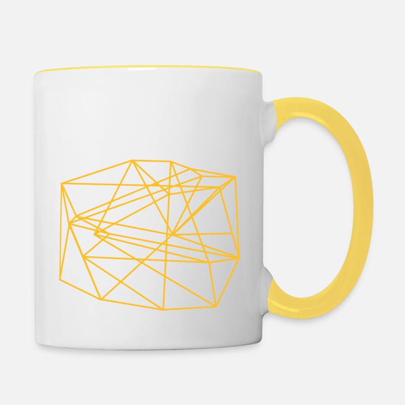 color-changeable line design by tho - Contrasting Mug - white/yellow