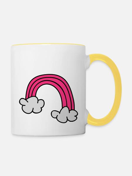 Kinderzeichnungen: Regenbogen - Tasse zweifarbig - Weiß/Gelb