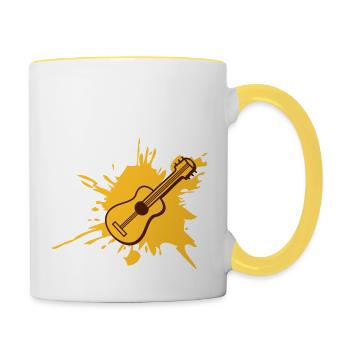 guitar splatter dab drip graffiti color coo - Contrasting Mug - white/yellow - Right